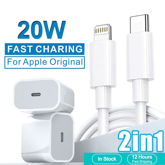 20W Lightning Charging Cable and Block For iPhone